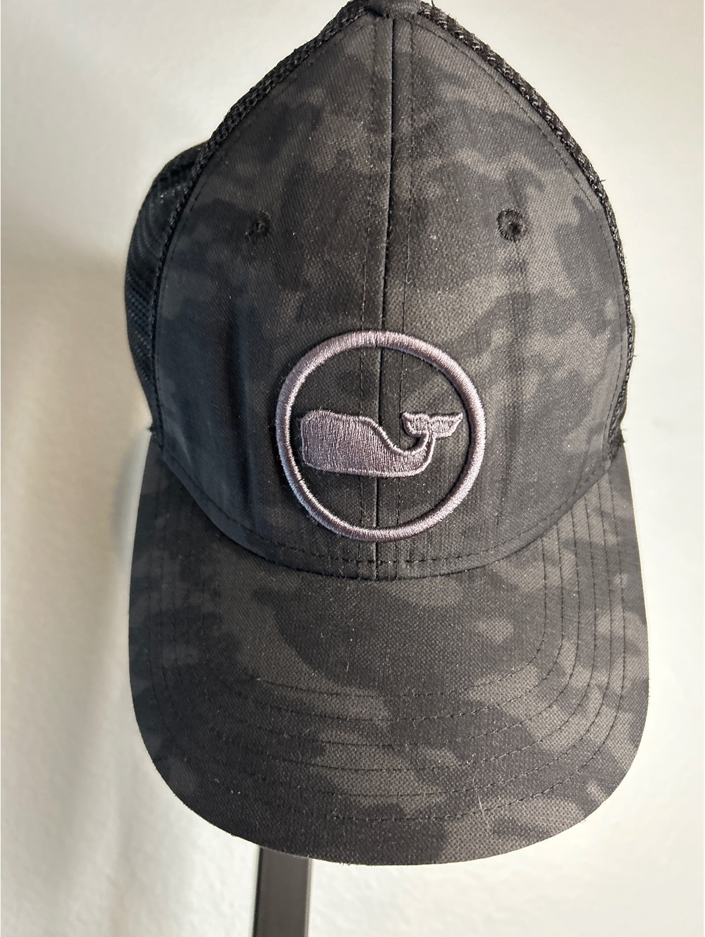 Vineyard Vines Black Camouflage Whale Logo Trucker Hat